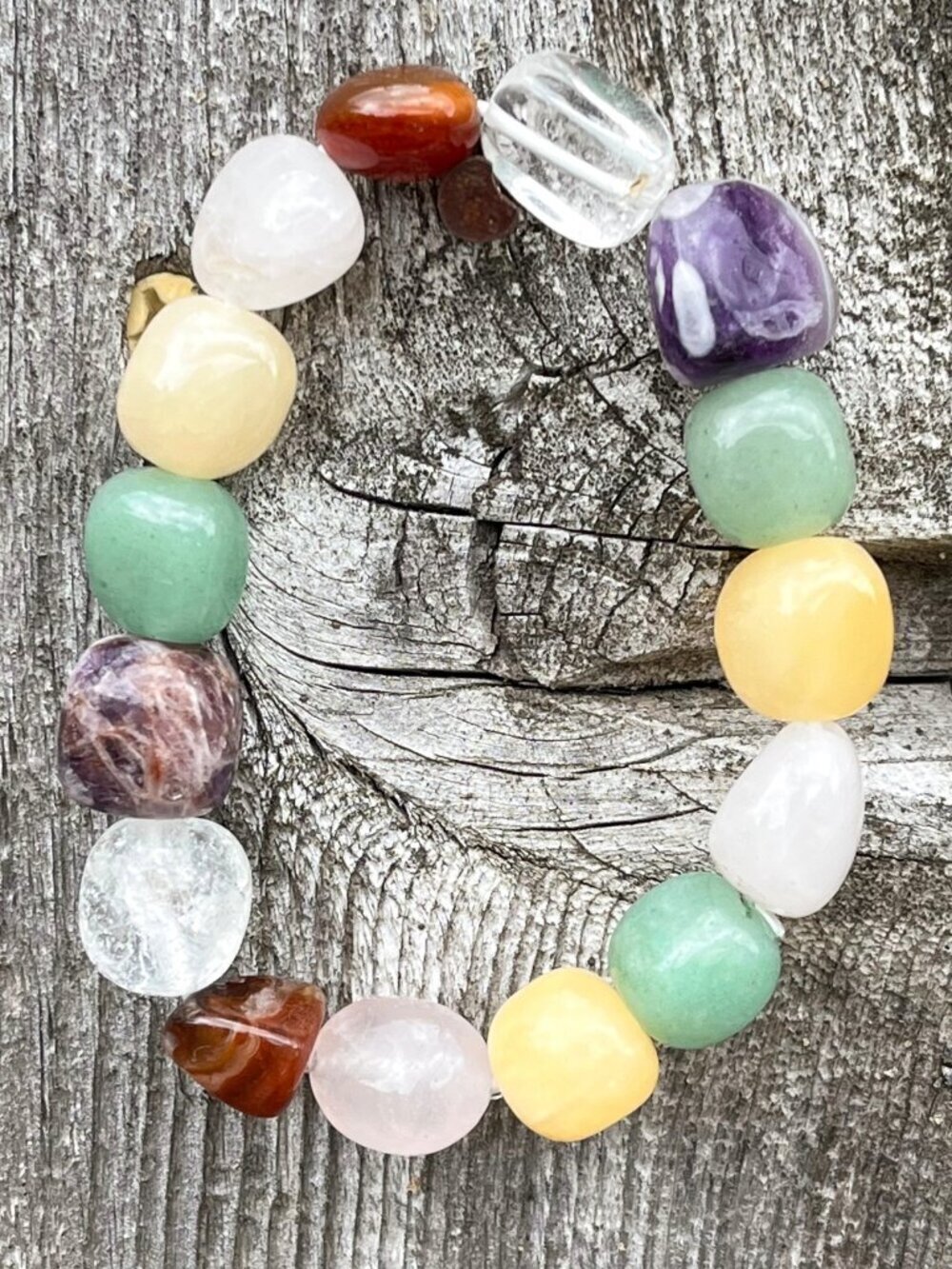 Multi Gemstone Nugget Stretch Bracelet | Handmade